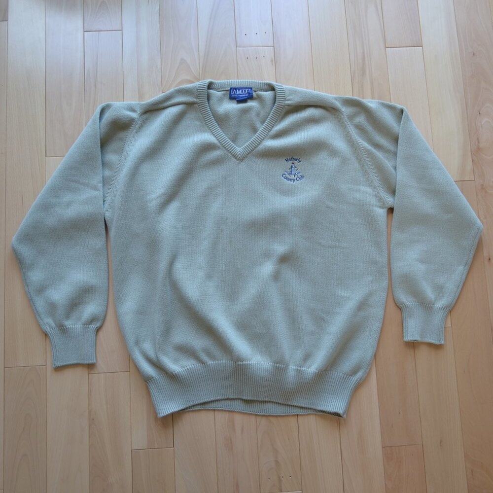 Vintage La Mode V Neck Country Club Sweater Size XL